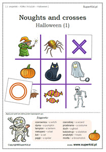 angielski dla klas 1-3 - kółko i krzyżyk - Halloween