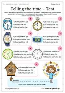 angielski dla klas 4-6 - telling the time klasa 4 - podawanie godzin po angielsku - zaznacz właściwe określenia godzin