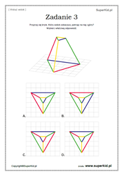 matematyka klasy 1-3 - wyobraźnia przestrzenna - geometria przestrzenna - łamigłówka dla uczniów - widok z góry