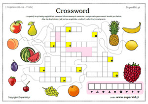 angielski słówka - fruits - crossword